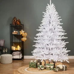Sapin artificiel de Noël (H240 cm) Odense Blanc irisé et pailleté