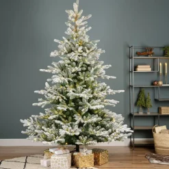 Sapin de Noël artificiel lumineux 400 LED (H180 cm) Glorious Vert enneigé