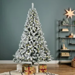 Sapin de Noël artificiel lumineux 320 LED (H210 cm) King Vert enneigé