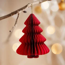 Sapin en papier à suspendre (H15 cm) fermeture Magnétique Rouge