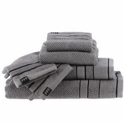 Serviette de bain coton (30 x 50 cm) Black Line Gris / noir