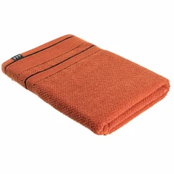 Serviette de bain coton (70 x 130 cm) Black Line Terracotta / noir