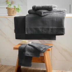 Serviette de bain coton bio (90 x 150 cm) Méline Gris orage