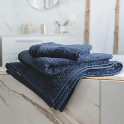 Serviette de bain coton bio (70 x 130 cm) Méline Bleu nuit