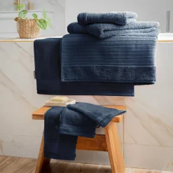 Serviette de bain coton bio (70 x 130 cm) Méline Bleu nuit
