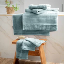 Serviette de bain coton bio (90 x 150 cm) Méline Bleu glacier
