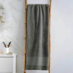 Serviette de bain coton bio (90 x 150 cm) Méline Vert romarin