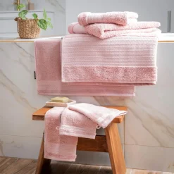 Serviette de bain coton bio (50 x 90 cm) Méline Rose pêche