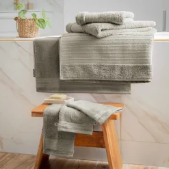 Serviette de bain coton bio (30 x 50 cm) Méline Gris argile