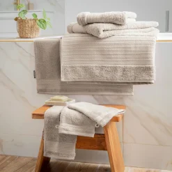 Serviette de bain coton bio (50 x 90 cm) Méline Beige pampa