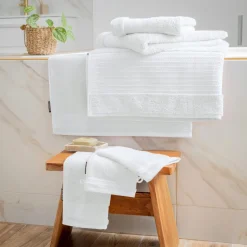 Serviette de bain coton bio (30 x 50 cm) Méline Blanc chantilly
