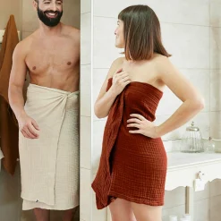 Serviette de bain gaze de coton (90 x 150 cm) Gaïa Terracotta
