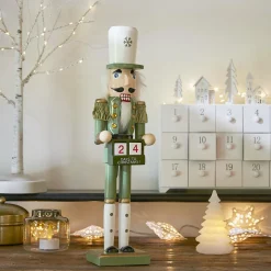 Soldat Casse-noisette en bois (H38 cm) Henri et Calendrier Vert