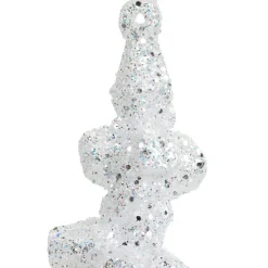 Stalactite à suspendre (H25 cm) Glace Blanc pailleté