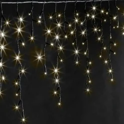 Stalactite lumineuse 20 m 490 LED câble noir Stars Blanc chaud