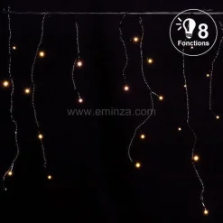 Stalactite lumineuse 7,50 m 175 LED câble noir Blanc chaud