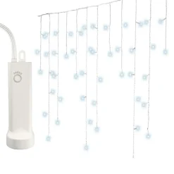Stalactite lumineuse à piles 14 m 384 LED câble blanc Durawise Blanc froid