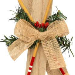 Suspension de Noël en bois (H45 cm) Paire de ski Naturel