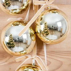 Suspension de Noël (H70 cm) Boules et nœud velours Doré