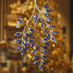 Suspension de Noël (H24 cm) Branche diamant Bleu nuit