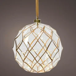 Suspension lumineuse à piles 40 LED (D20 cm) Vintage Or/blanc chaud