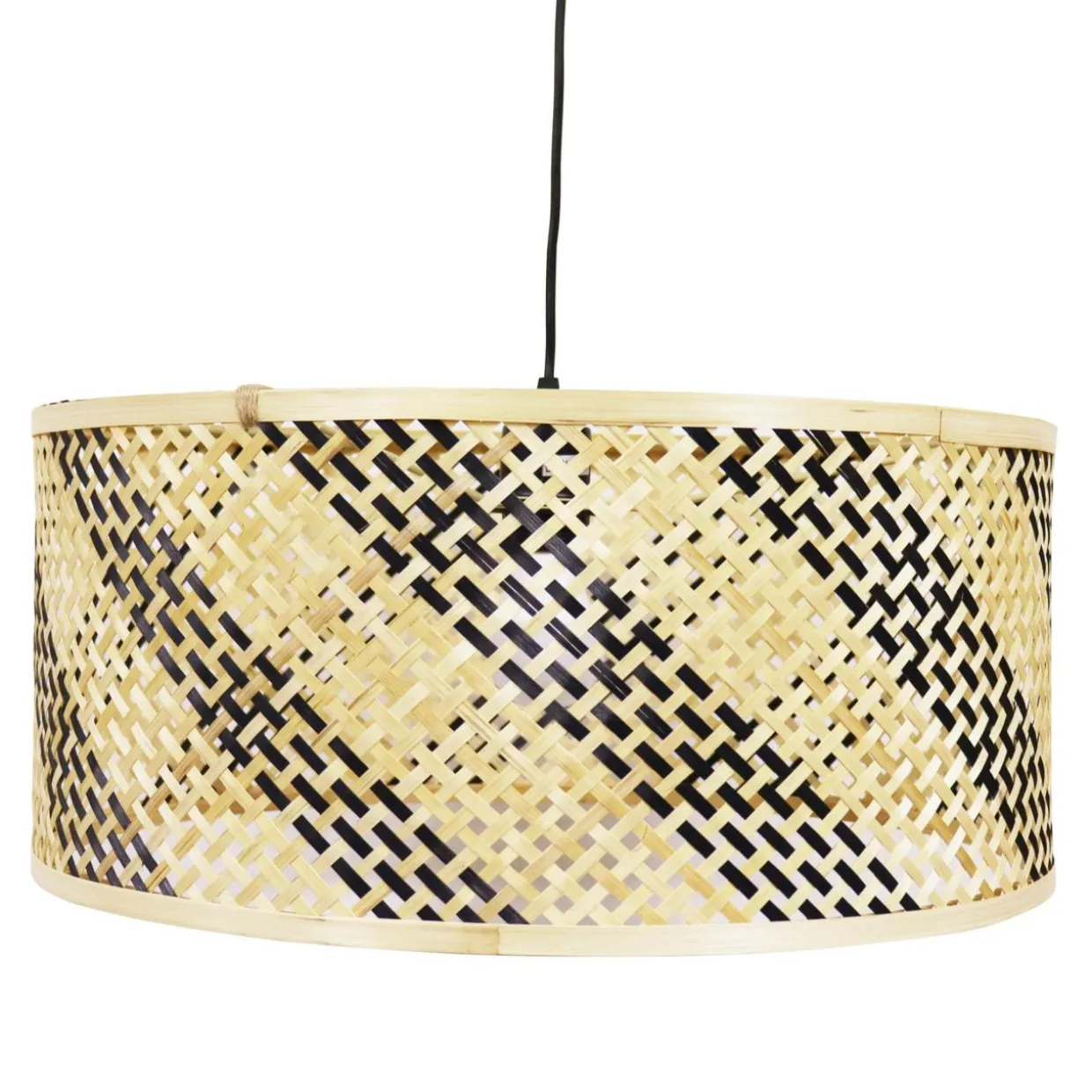 Suspension lumineuse en bambou (D50 cm) Frontera Noir et naturel