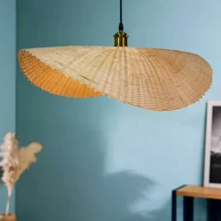 Suspension lumineuse en bambou tressé (D60 cm) Calvià Naturel