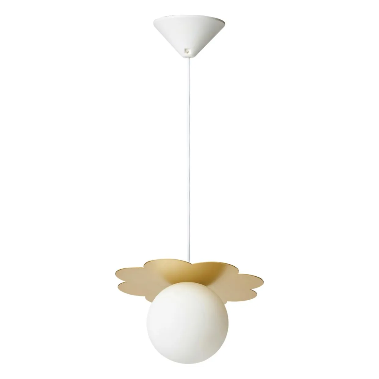 Suspension lumineuse en métal et verre (D34 cm) Nacre Or