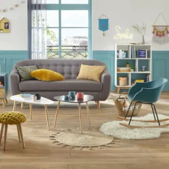 Table à café en bois (H45 cm) Mileo Polygone Blanche