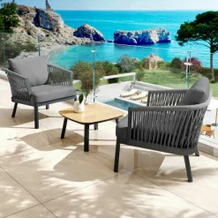 Table basse de jardin carrée en aluminium Amalfi Gris anthracite
