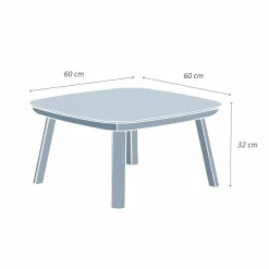 Table basse de jardin carrée aluminium Amalfi Blanc