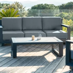 Table basse de jardin rectangulaire en alumininum (120 x 72 cm) Elba Gris anthracite