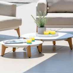 Table basse de jardin ronde (D86 cm) Monte Carlo Blanc