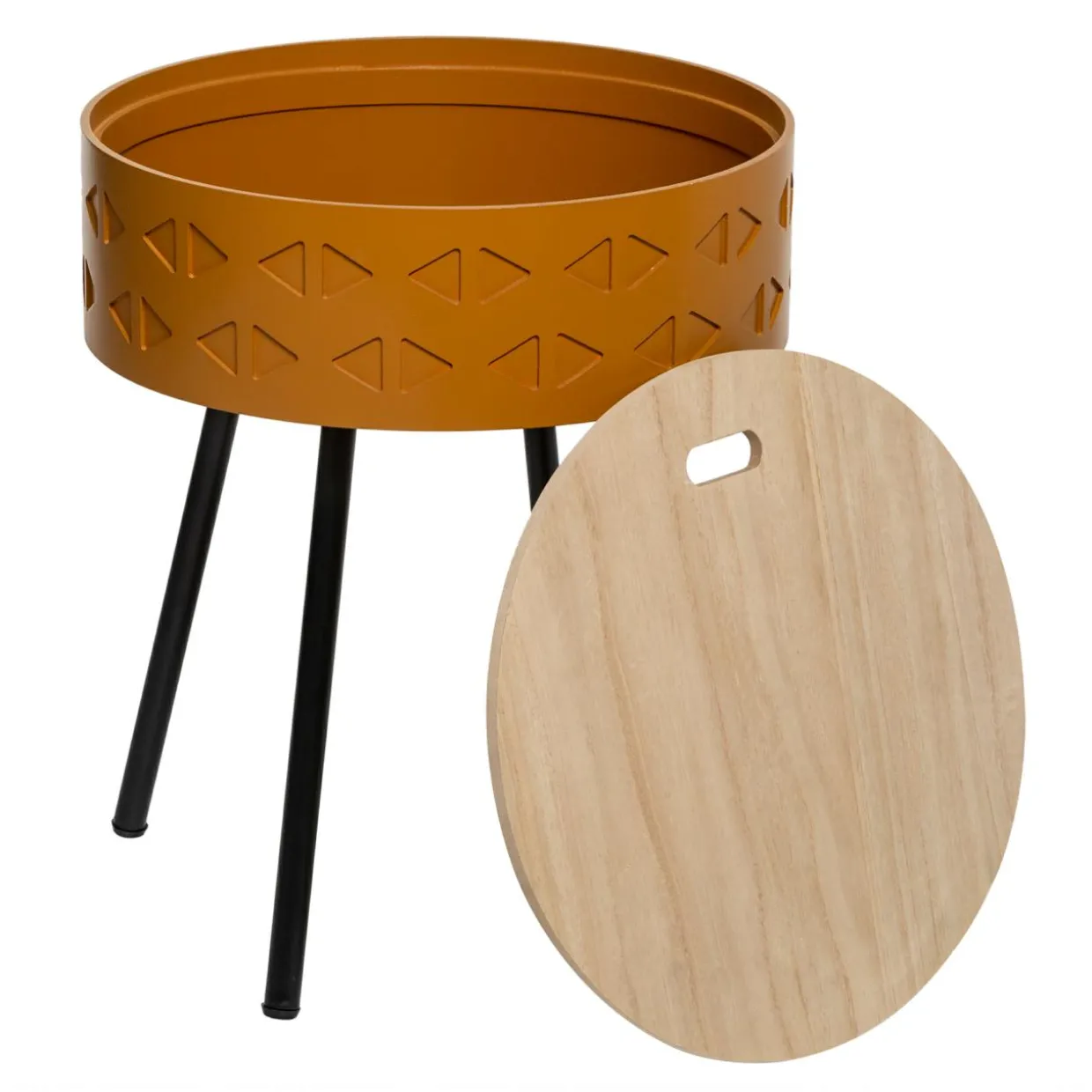 Table coffre en bois (H45 cm) Shiro Jaune moutarde