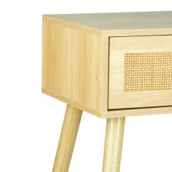 Table de Chevet Bois et Cannage (60 cm) Beige