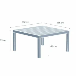 Table de jardin carrée aluminium 8 places (136 x 136 cm) Murano Gris anthracite