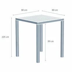 Table de jardin carrée haute aluminium 4 places (90 x H105 cm) Murano Gris anthracite