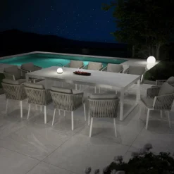 Table de jardin en aluminium et céramique 12 places (260 x 120 cm) Kore Blanc et gris clair