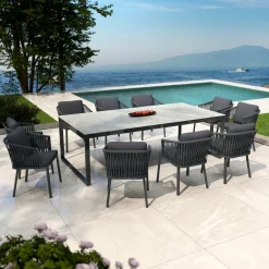 Table de jardin en aluminium et céramique 10 places (240 x 120 cm) Kore Gris et gris anthracite
