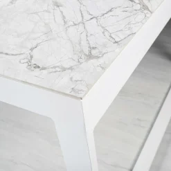 Table de jardin en aluminium et céramique 12 places (260 x 120 cm) Kore Blanc marbré
