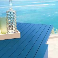 Table de jardin extensible en aluminium 8 places (90/180 x 90 cm) Murano Bleu pétrole