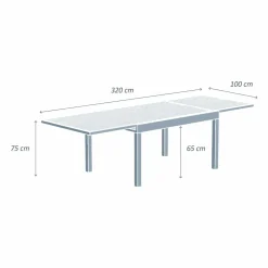Table de jardin extensible en aluminium 12 places effet bois (200/320 x 100 cm) Murano Gris anthracite