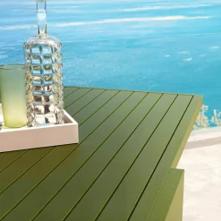 Table de jardin extensible en aluminium 8 places (90/180 x 90 cm) Murano Vert olive