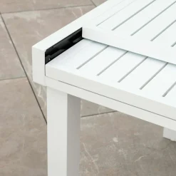 Table de jardin extensible en aluminium 8 places (90/180 x 90 cm) Murano Blanc
