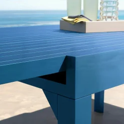 Table de jardin extensible aluminium 10 places (135/270 x 90 cm) Murano Bleu pétrole