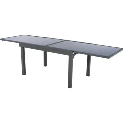 Table de jardin extensible en verre 10 places (135/270 x 90 cm) Murano Gris anthracite