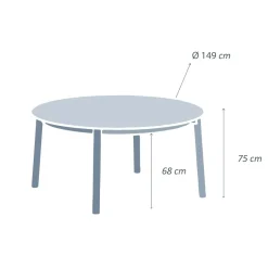 Table de jardin ronde en aluminium 8 places (D149 cm) Monte Carlo Gris anthracite