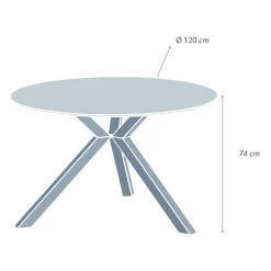 Table de jardin ronde en aluminium et céramique 6 places (D120 cm) Kore Blanc