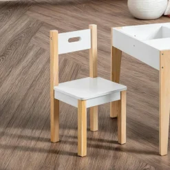 Table et 2 chaises enfant bois tableau (H49,5 cm) Charlie Blanc