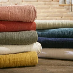 Tablier avec poches gaze de coton Gaïa Vert romarin